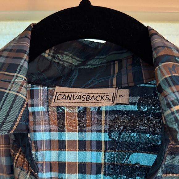 Elegant Teal Plaid Blouse - Picture 2 of 7